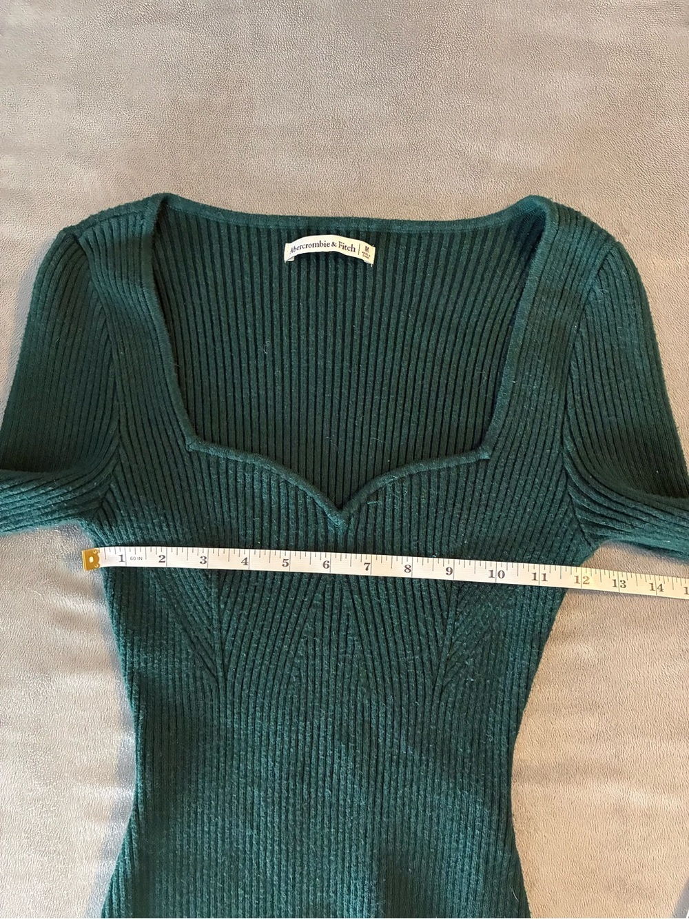 Abercrombie & Fitch Dark Green Ribbed Long-Sleeve Bodysuit - Picture 8 of 8